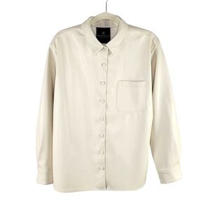 Bagatelle Vegan Leather Button-Up Shirt Jacket Shacket Women's Size M Ivory